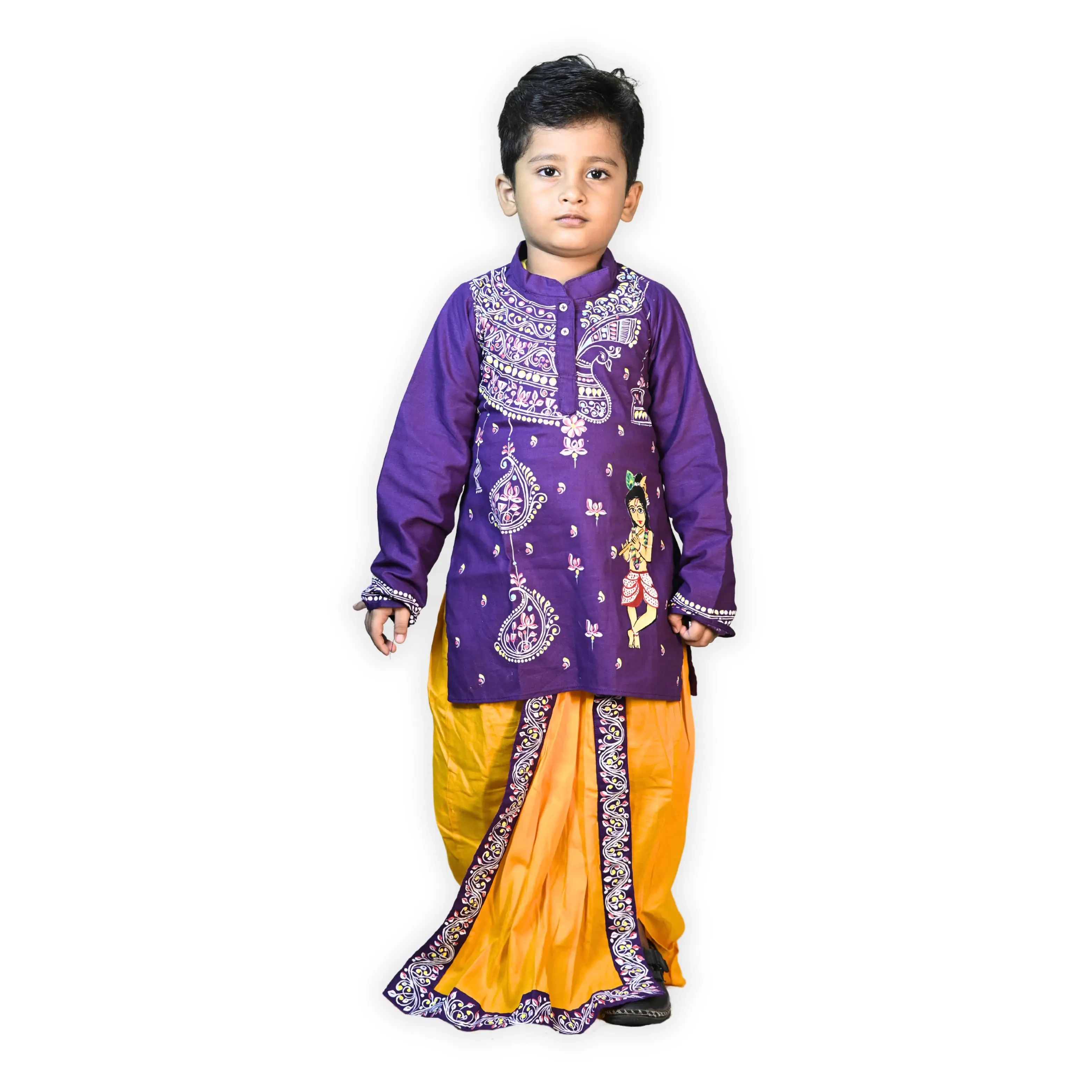 Designer Dhoti Kurta Set (Full Sleeves) Krishna Kolka Design | Bangabasi
